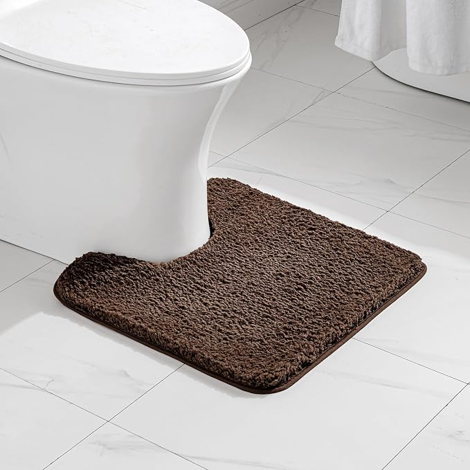 MIULEE Microfiber Toilet Bath Mat U-Shaped Contour Shaggy Rugs Non Slip Extra - Image 7
