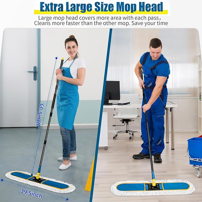 24" Commercial Dust Mop for Floor Cleaning, Heavy Duty Large Industrial Floor - Image 2