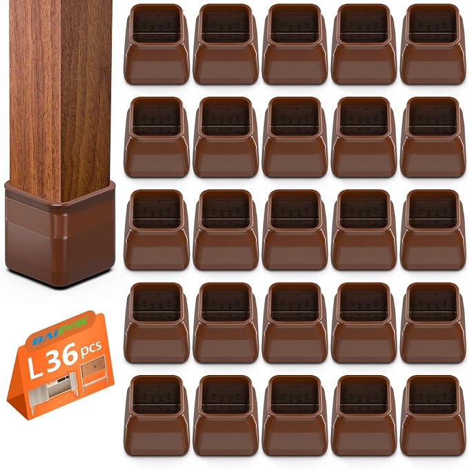 BAIPOK 36Pcs Chair Leg Floor Protectors, Square Silicone Chair Leg Protectors by BAIPOK