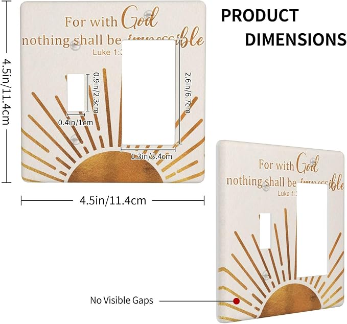 Mid Century Boho Sun Inspirational Quote Outlet Covers 2 Gang Combin Light - Image 4