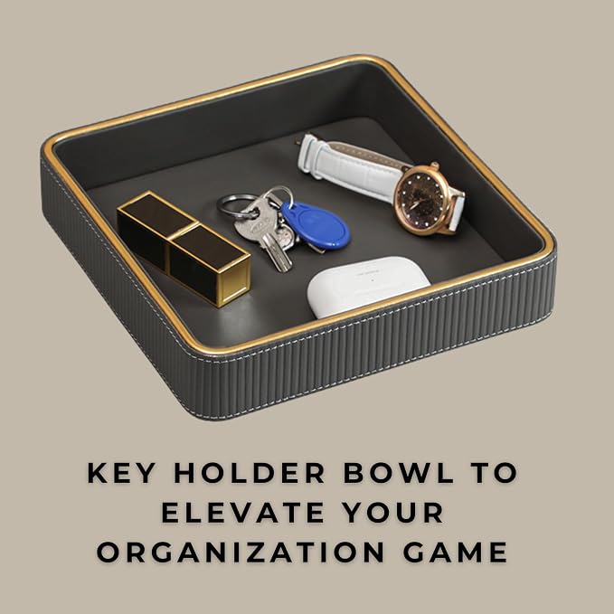 Key Bowl for Entryway Table| Leather Catch All Bowl| Key Dish Bowl for Entryway - Image 6