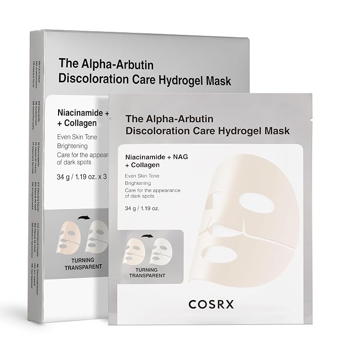COSRX The Alpha-Arbutin Discoloration Care Hydrogel Face Masks Skincare 3 EA by COSRX