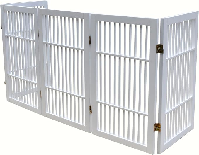 Pet Dog Gate Strong and Durable Freestanding Folding Acacia Hardwood Portable - Image 6