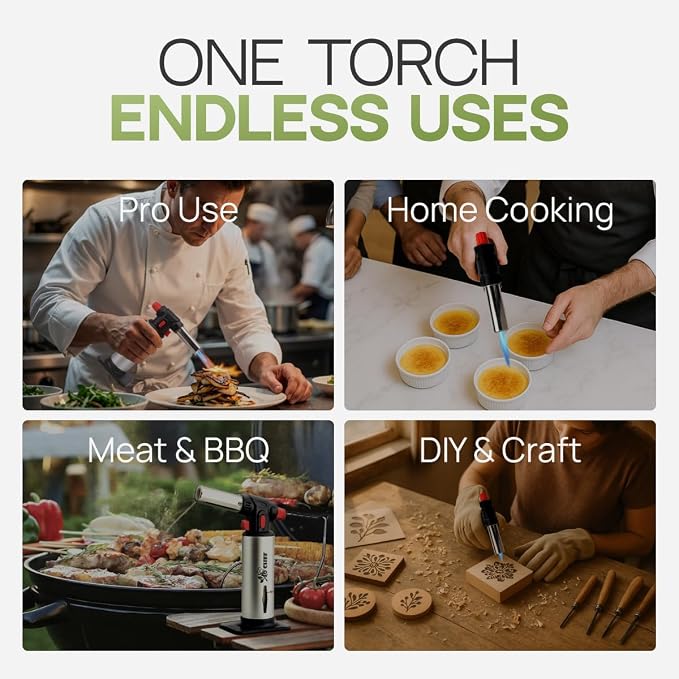Jo Chef Kitchen Torch with Butane Included – Refillable butane torch Lighter - Image 5