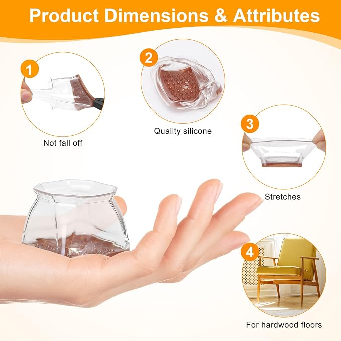 CHUNZEXI 24 Pack Square Chair Leg Floor Protectors - Image 4