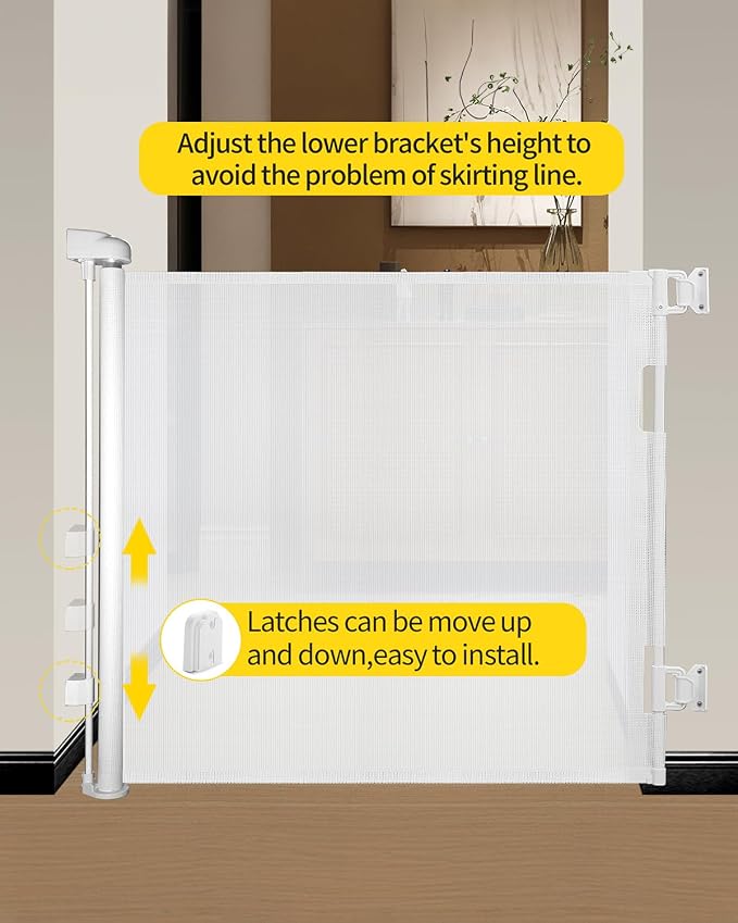 Retractable Baby Gate for Stairs – 33” Height, Expands up to 55” Width – Safety - Image 4