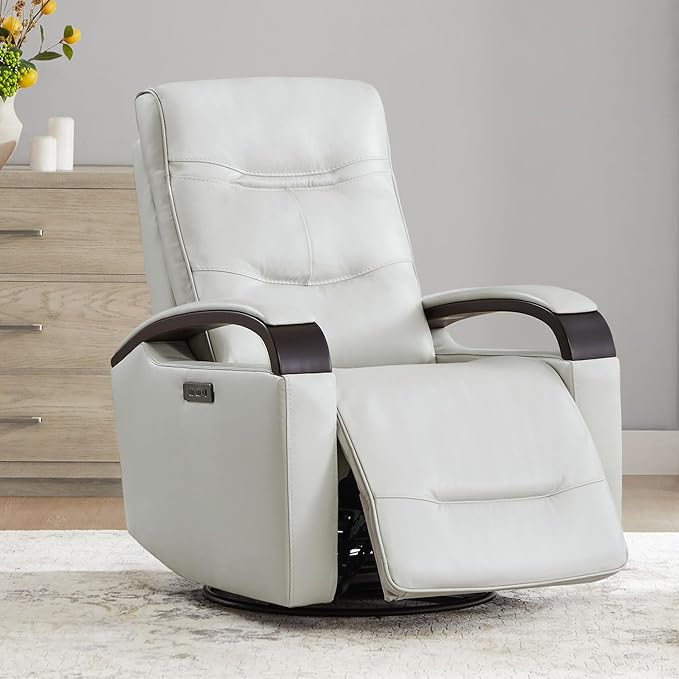 CHITA Genuine Leather Power Swivel Glider Rocker Recliner, FSC Certified Mid - Image 2