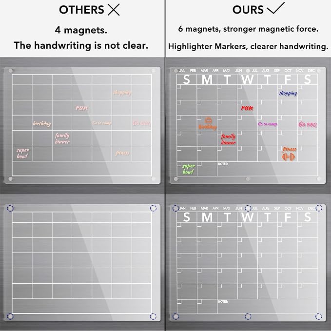 Acrylic Magnetic Dry Erase Board Calendar - Field & Grace