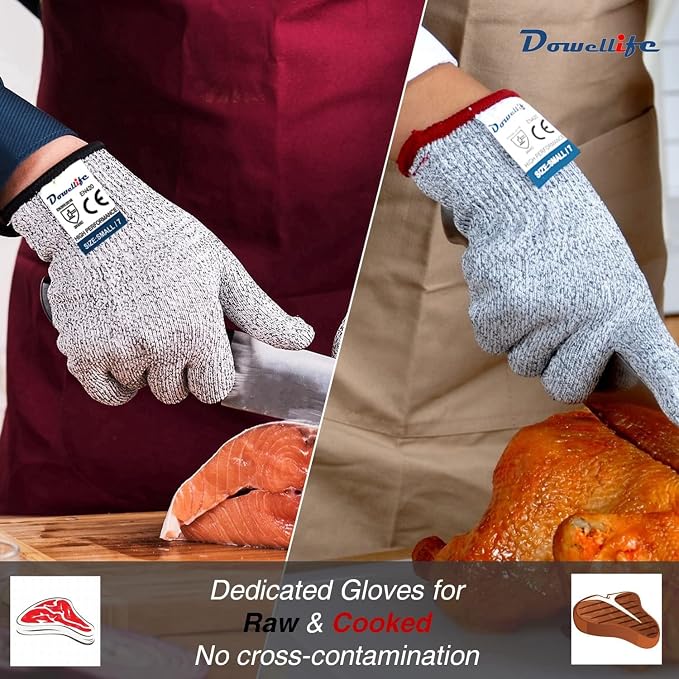 Dowellife Cut Resistant Gloves Food Grade Level 5 Protection, Safety Kitchen - Image 4