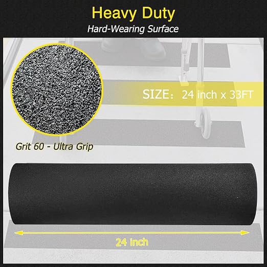S&X Anti Slip Tape 24 Inch x 33 FT Roll, Grit 60, Extra-Wide Non-Slip Skid Grip - Image 2