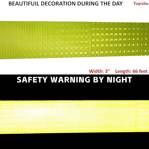 Fluorescent Yellow Reflective Tape Outdoor Waterproof 3 inch, High Visibility - Image 3