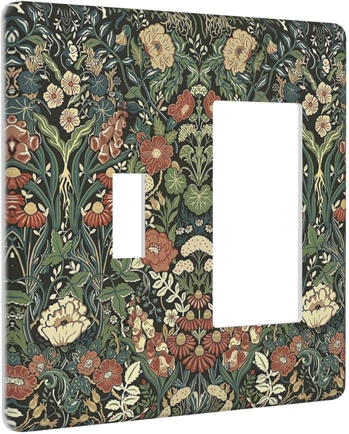 Outlet Covers Vintage Dark Floral William Morris Green Flower 1 Toggle 1 Rocker - Image 2
