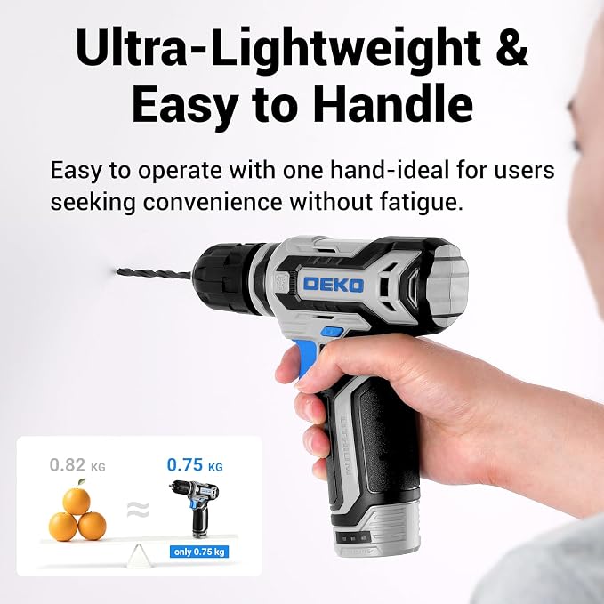 Tool Set: Tool Kit with 12V Cordless Drill, Hand Toolbox with storage case - Image 6