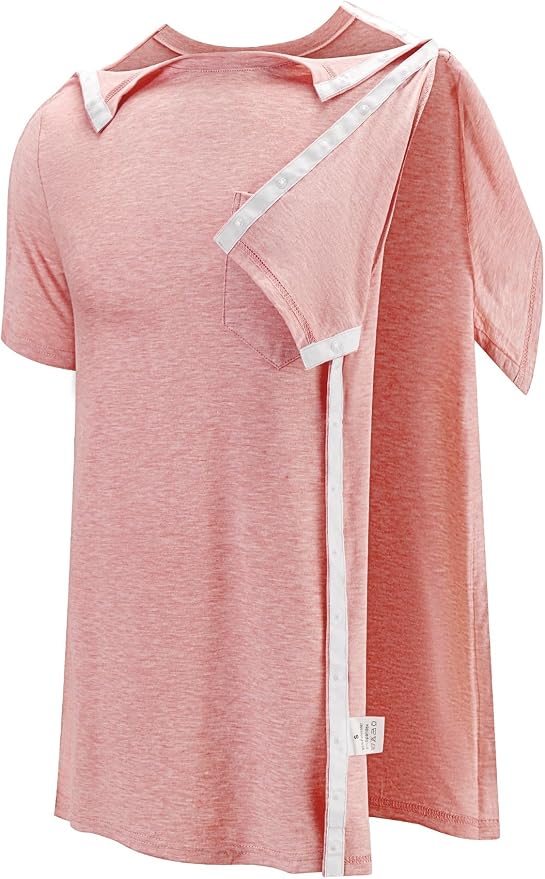 Poriff Men's Post Shoulder Surgery Recovery Shirts Full Tear Away Short Sleeve - Image 2