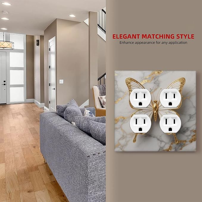 Gold Marble Shine Butterfly Abstract Modern Print Outlet Covers 2 Gang Double - Image 7
