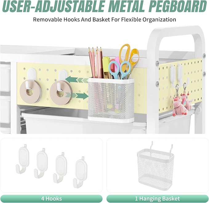 Rolling Storage Cart with 14 Drawers, Storage Organizer Cart with Tabletop and - Image 5
