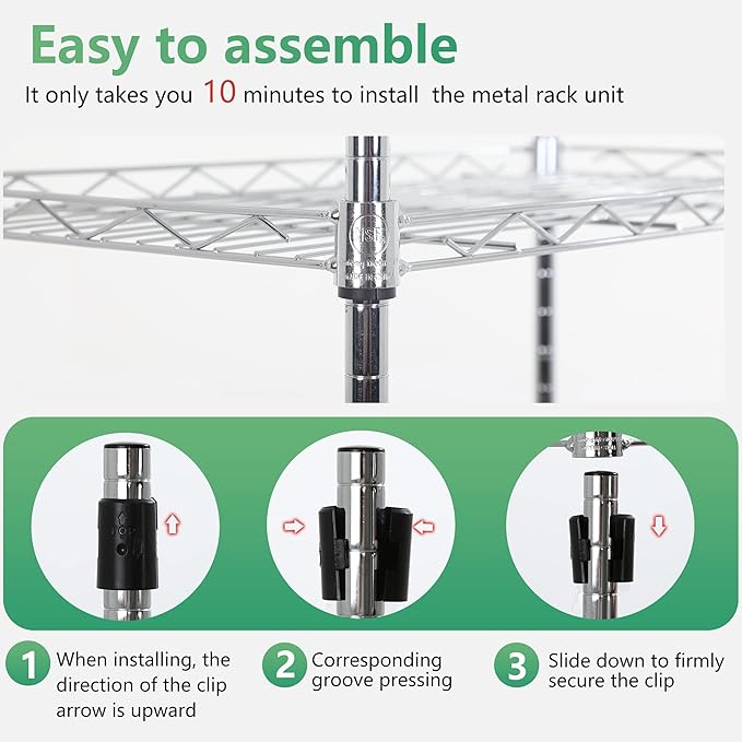 FDW 5 Tier Wire Shelving Adjustable Metal Shelves 17L x 12W x 48H NSF Pantry - Image 4