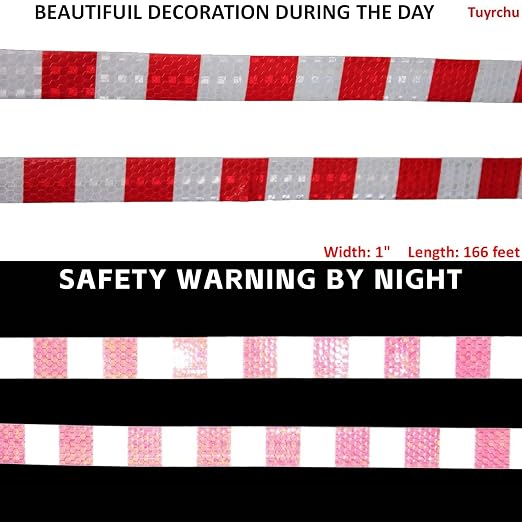 Red and White Reflective Tape Outdoor Waterproof 1 inch X 166 feet, High - Image 3