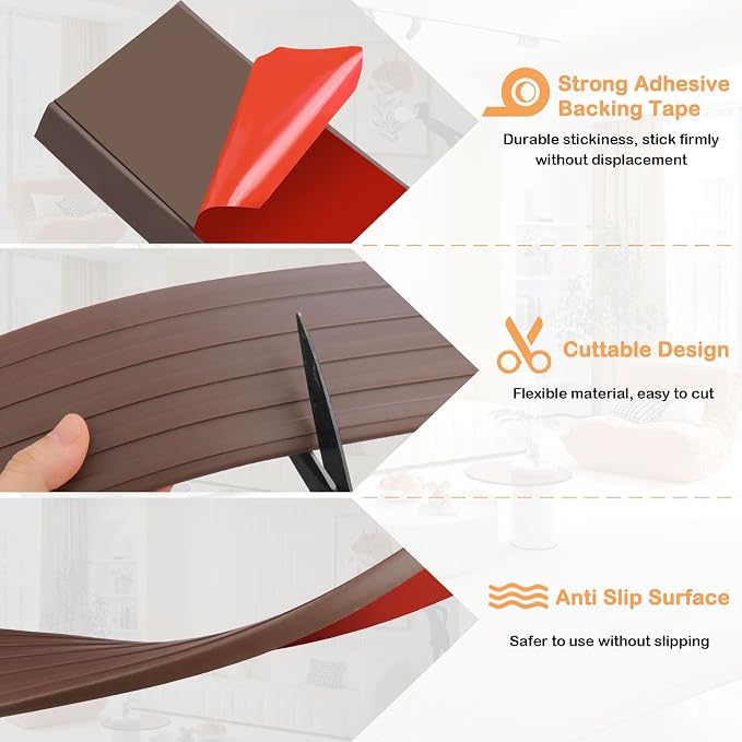 Threshold Ramps for Doorways Self-Adhesive Rubber Ramps for Door Threshold - Image 2