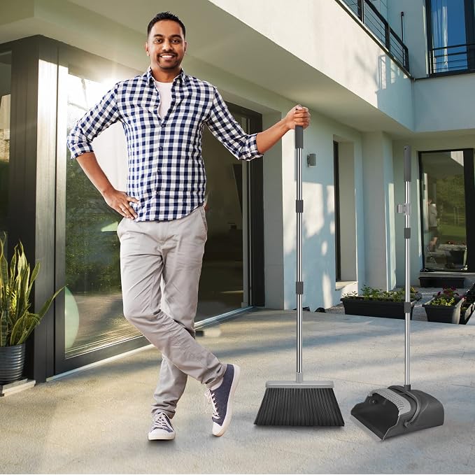 kelamayi Broom and Dustpan Set for Home, Indoor&Outdoor Sweeping, Stand Up - Field & Grace