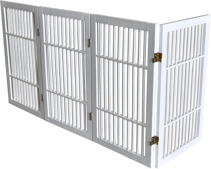 Pet Dog Gate Strong and Durable Freestanding Folding Acacia Hardwood Portable - Image 9
