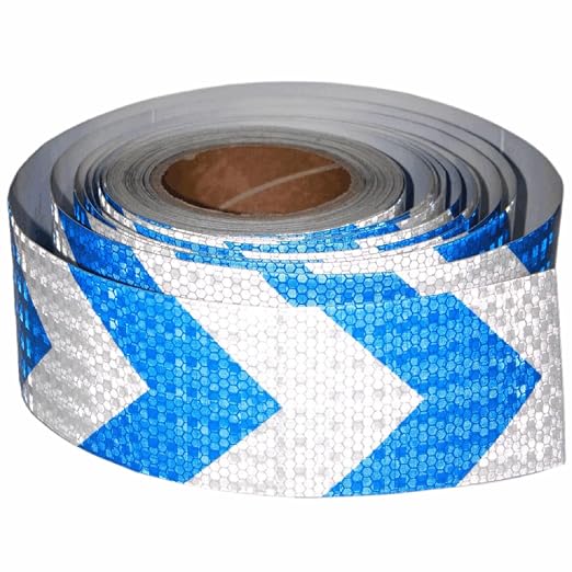 Blue and White Reflective Tape Outdoor Waterproof 3 inch X 66 feet, High by tuyrchu