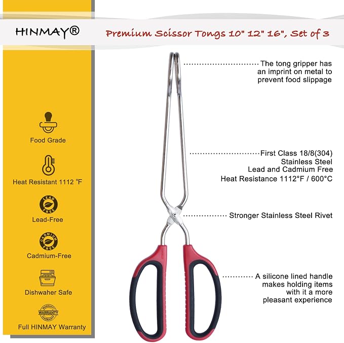 Stainless Steel Kitchen Scissor Tongs Set - Image 2