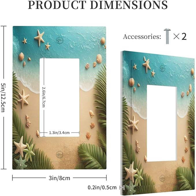 Decorative Outlet Covers Summer Beach Themed Starfish Seashells 1 Gang Single - Image 5