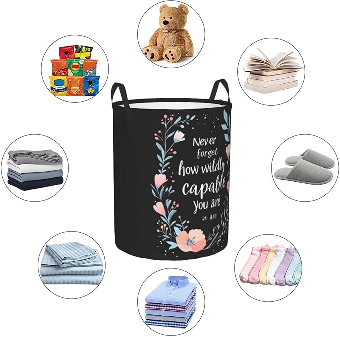 Laundry Basket Encourage Word Collapsible Large Capacity, 63l Dirty Clothes - Image 2