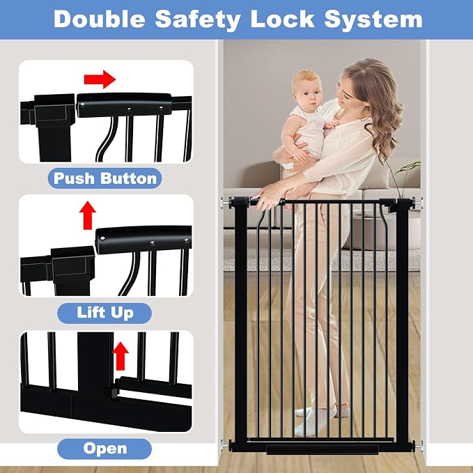 60.2"-65.7" Baby Gates Extra Wide, 40.5" Tall Dog Gate Indoor, Walk Through Pet - Image 3