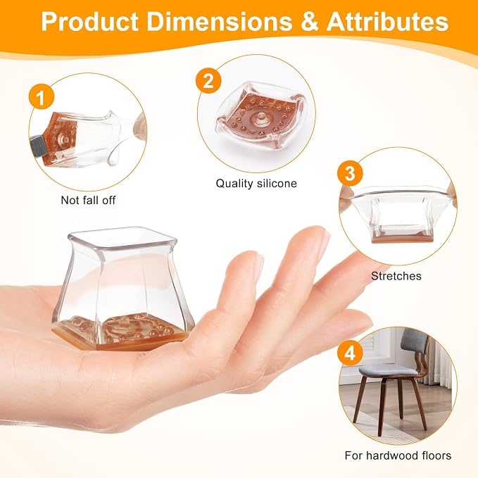 CHUNZEXI 48 Pack Square Chair Leg Floor Protectors - Image 4