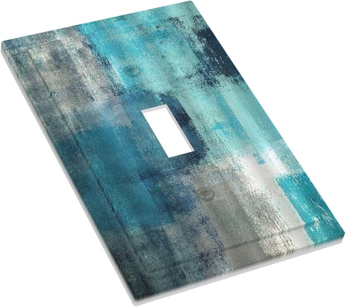 Decorative Light Switch Cover Teal Blue Modern Geometric Abstract Turquoise - Image 3