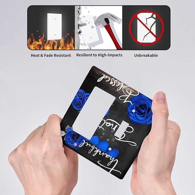 Light Switch Cover Blue Rose Thankful Grateful Blessed 2 Gang Toggle Rocker - Image 5