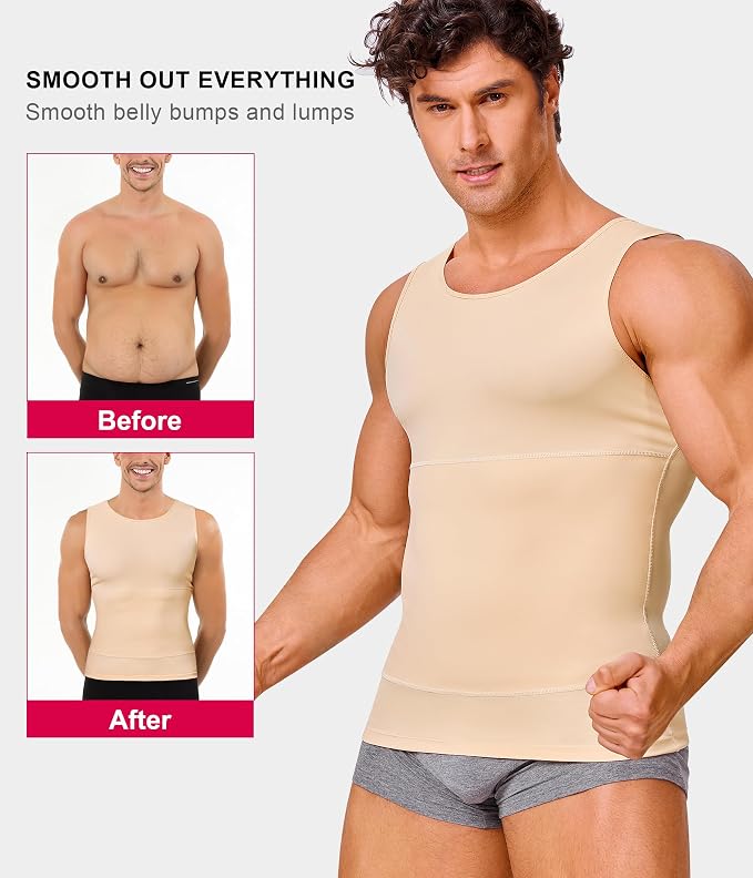 Gotoly Men Compression Shirt Shapewear Slimming Body Shaper Vest Undershirt - Image 3