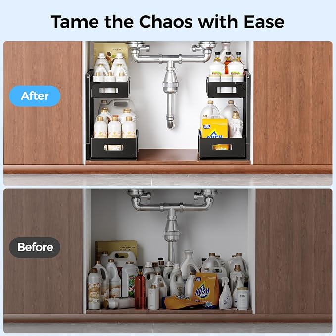 Under Sink Organizer 2 Tier, Adjustable Height Under Sink Organizers and Storage - Image 8
