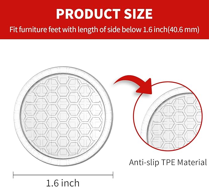 Ezprotekt Non Slip Furniture Pads, Round Furniture Coasters - Image 4