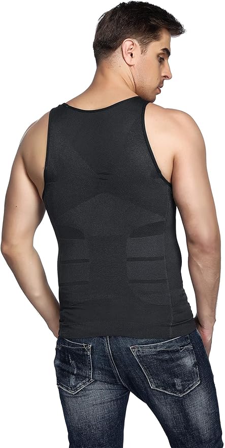 Odoland Mens 3 Pack Body Shaper Slimming Tummy Vest Thermal Compression Shirt - Image 4