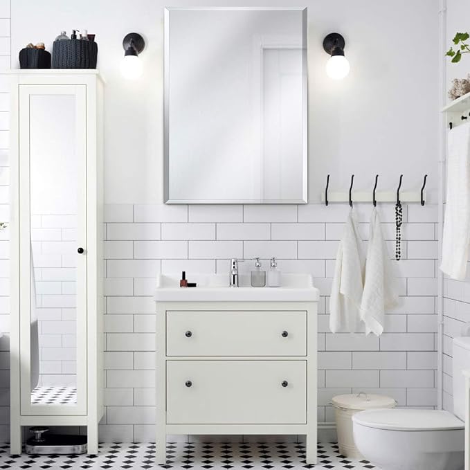 Fundin Aluminum Bathroom Mirror Cabinet Recess Mount Only, - Image 8