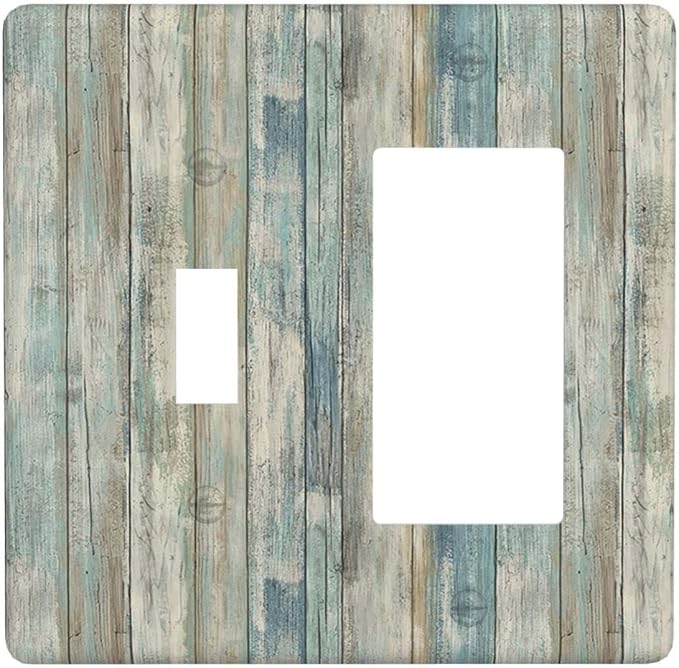 Tea Vintage Wood Plank Distressed Grain Rustic Shiplap Board 2 Gang Light by Spshian