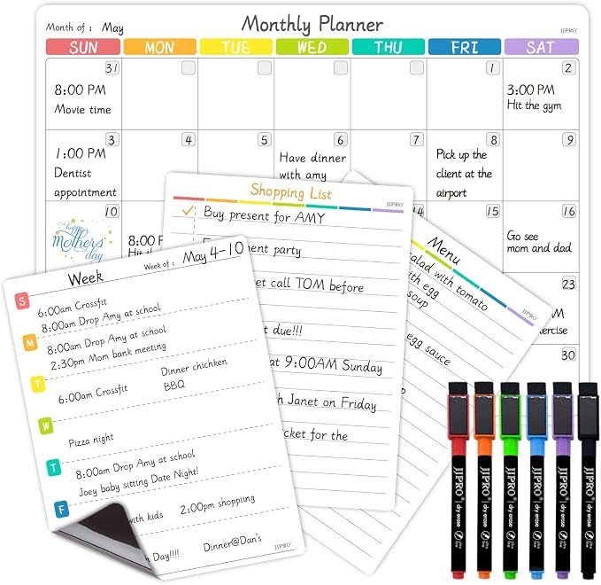 JJPRO Magnetic Monthly Calendar Whiteboard Set by JJPRO