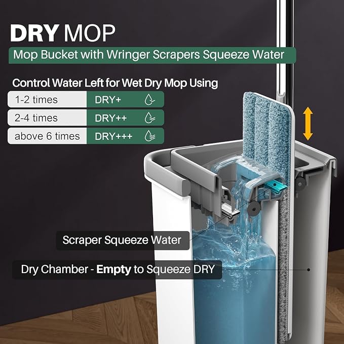 JOYMOOP Mop and Bucket with Wringer Set and Floor Cleaner Pods, Flat Floor Mop - Image 3