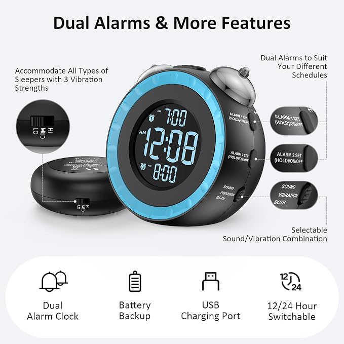 uscce Loud Dual Alarm Clock - Image 6