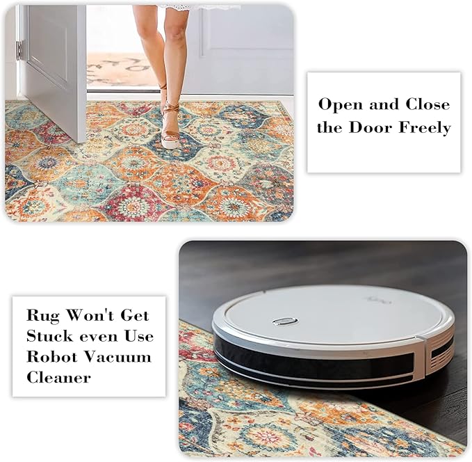 Lahome Moroccan Trellis Round Area Rugs, Washable Small Round Rug 3ft Non-Slip - Image 4