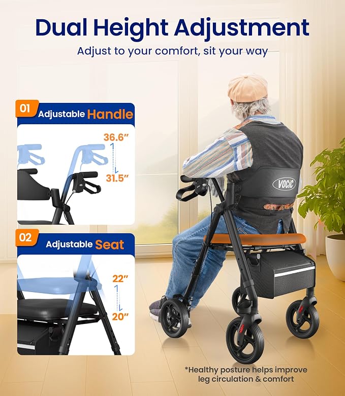 VOCIC Walkers for Seniors, Z21 Rollator Walker - Image 7