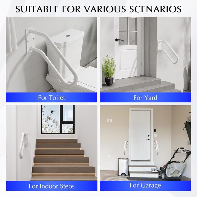 Hand Rails for Outdoor 1-2 Steps, Indoor Stairs, Wall Mount Non-Slip U-Shape - Image 6