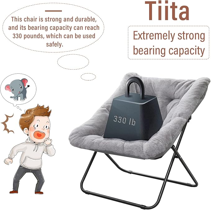 Tiita Comfy Folded Chair, Soft Faux Fur Oversized Folding Accent Chair - Image 8