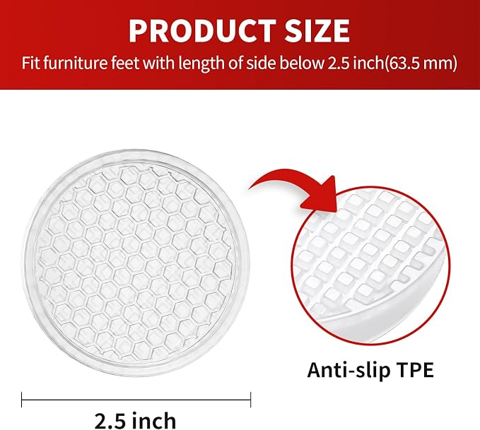 Ezprotekt Non Slip Furniture Pads, Round Furniture Coasters - Image 2