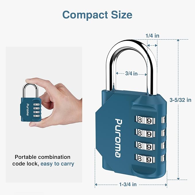 Puroma 1 Pack Combination Lock for Locker 4 Digit Outdoor Waterproof Padlock - Image 5