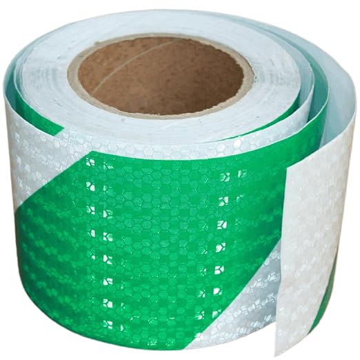 Reflective Tape Green and White 4 inch X 66 feet, Outdoor Waterproof Hazard by tuyrchu