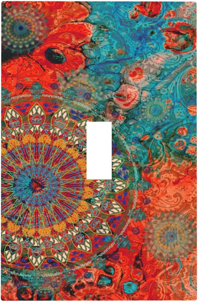 Light Switch Cover Abstract Mandala Flowers 1 Gang Wall Plate Cover Vintage by Spshian